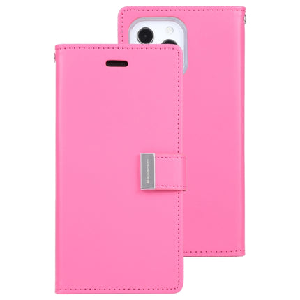GOOSPERY RICH DIARY Crazy Horse Texture Horizontal Flip Leather Case with Holder & Card Slots & Wallet For iPhone 13 Pro Max(Rose Red)-garmade.com