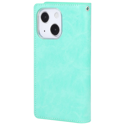 GOOSPERY MANSOOR Crazy Horse Texture Horizontal Flip Leather Case with Holder & Card Slots & Wallet For iPhone 13(Mint Green)-garmade.com