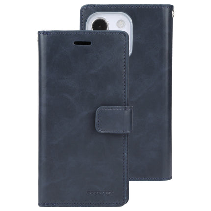 GOOSPERY MANSOOR Crazy Horse Texture Horizontal Flip Leather Case with Holder & Card Slots & Wallet For iPhone 13(Dark Blue)-garmade.com