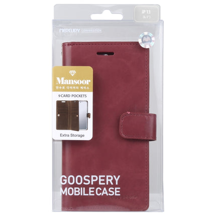 GOOSPERY MANSOOR Crazy Horse Texture Horizontal Flip Leather Case with Holder & Card Slots & Wallet For iPhone 13(Wine Red)-garmade.com