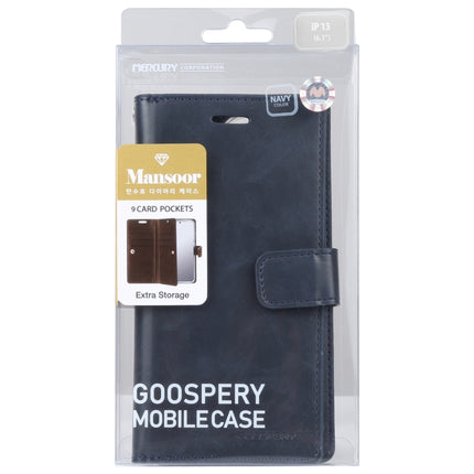 GOOSPERY MANSOOR Crazy Horse Texture Horizontal Flip Leather Case with Holder & Card Slots & Wallet For iPhone 13 mini(Dark Blue)-garmade.com