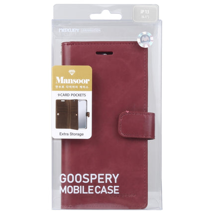 GOOSPERY MANSOOR Crazy Horse Texture Horizontal Flip Leather Case with Holder & Card Slots & Wallet For iPhone 13 mini(Wine Red)-garmade.com