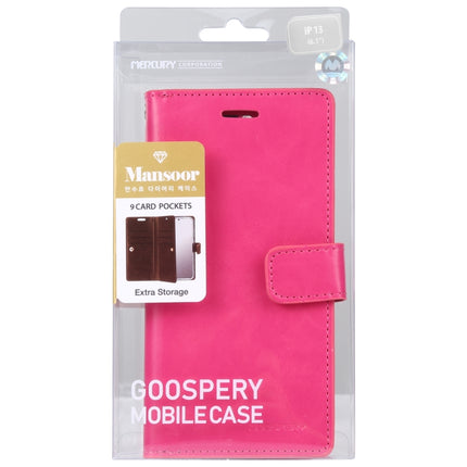 GOOSPERY MANSOOR Crazy Horse Texture Horizontal Flip Leather Case with Holder & Card Slots & Wallet For iPhone 13 mini(Rose Red)-garmade.com