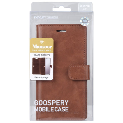 GOOSPERY MANSOOR Crazy Horse Texture Horizontal Flip Leather Case with Holder & Card Slots & Wallet For iPhone 13 Pro Max(Brown)-garmade.com