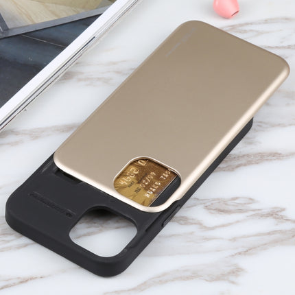 GOOSPERY SKY SLIDE BUMPER TPU + PC Sliding Back Cover Protective Case with Card Slot For iPhone 13 Pro(Gold)-garmade.com