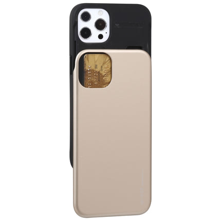 GOOSPERY SKY SLIDE BUMPER TPU + PC Sliding Back Cover Protective Case with Card Slot For iPhone 13 Pro Max(Gold)-garmade.com