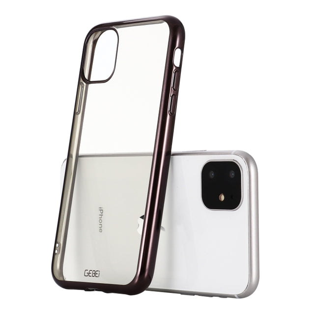 For iPhone 11 GEBEI Plating TPU Shockproof Protective Case(Black)-garmade.com