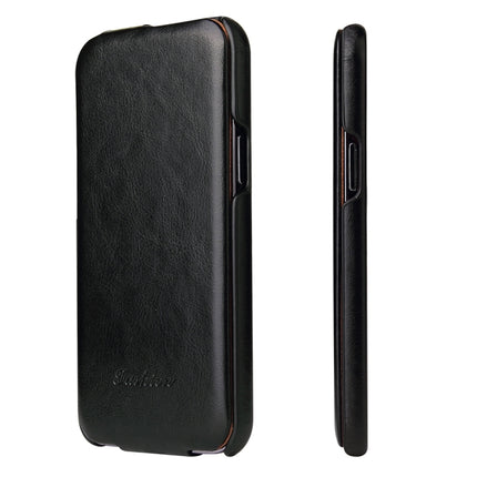 Fierre Shann Retro Oil Wax Texture Vertical Flip PU Leather Case For iPhone 13 Pro Max(Black)-garmade.com