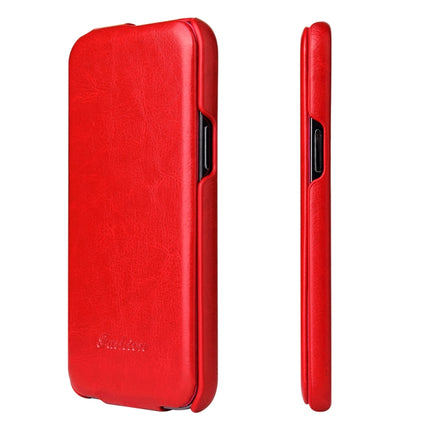 Fierre Shann Retro Oil Wax Texture Vertical Flip PU Leather Case For iPhone 13 Pro Max(Red)-garmade.com