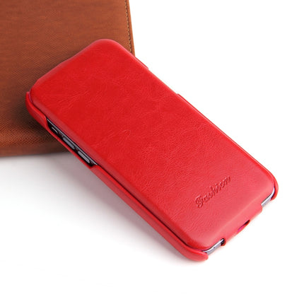 Fierre Shann Retro Oil Wax Texture Vertical Flip PU Leather Case For iPhone 13 Pro Max(Red)-garmade.com