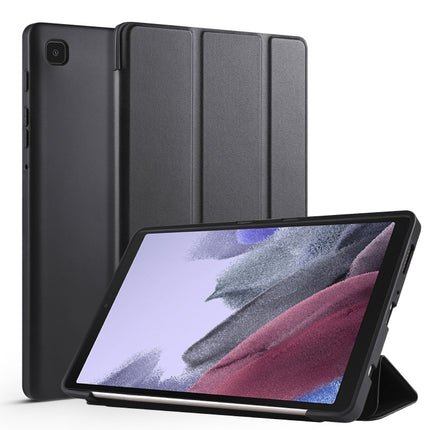 For Samsung Galaxy Tab A7 Lite T225 3-folding Horizontal Flip Honeycomb TPU Shockproof + PU Leather Case with Holder(Black)-garmade.com