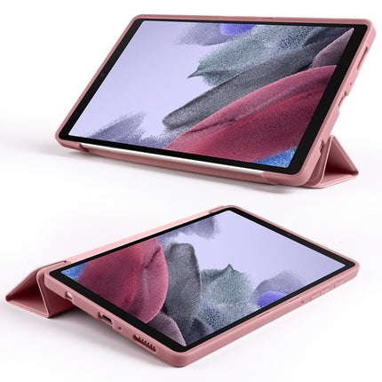 For Samsung Galaxy Tab A7 Lite T225 3-folding Horizontal Flip Honeycomb TPU Shockproof + PU Leather Case with Holder(Rose Gold)-garmade.com
