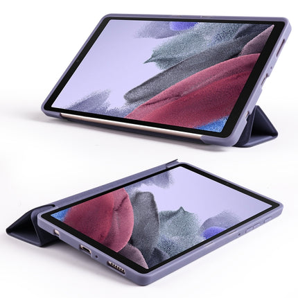 For Samsung Galaxy Tab A7 Lite T225 3-folding Horizontal Flip Honeycomb TPU Shockproof + PU Leather Case with Holder(Purple)-garmade.com
