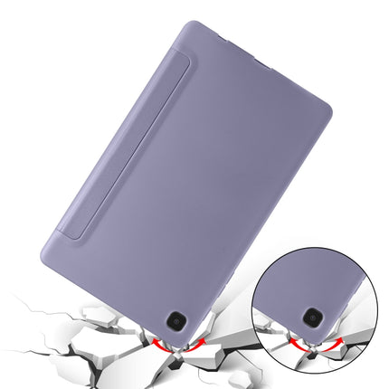 For Samsung Galaxy Tab A7 Lite T225 3-folding Horizontal Flip Honeycomb TPU Shockproof + PU Leather Case with Holder(Purple)-garmade.com