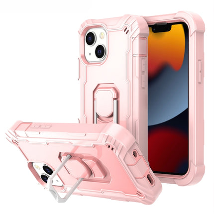 PC + Rubber 3-layers Shockproof Protective Case with Rotating Holder For iPhone 13 mini(Rose Gold)-garmade.com