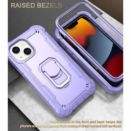 PC + Rubber 3-layers Shockproof Protective Case with Rotating Holder For iPhone 13 mini(Purple)-garmade.com