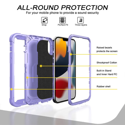 PC + Rubber 3-layers Shockproof Protective Case with Rotating Holder For iPhone 13 Pro(Purple)-garmade.com