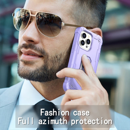 PC + Rubber 3-layers Shockproof Protective Case with Rotating Holder For iPhone 13 Pro(Purple)-garmade.com
