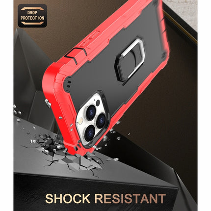 PC + Rubber 3-layers Shockproof Protective Case with Rotating Holder For iPhone 13 Pro Max(Red + Black)-garmade.com