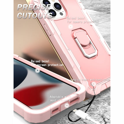 PC + Rubber 3-layers Shockproof Protective Case with Rotating Holder For iPhone 13 Pro Max(Rose Gold)-garmade.com