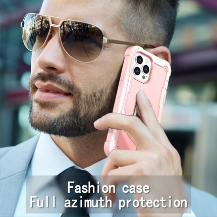 PC + Rubber 3-layers Shockproof Protective Case with Rotating Holder For iPhone 13 Pro Max(Rose Gold)-garmade.com