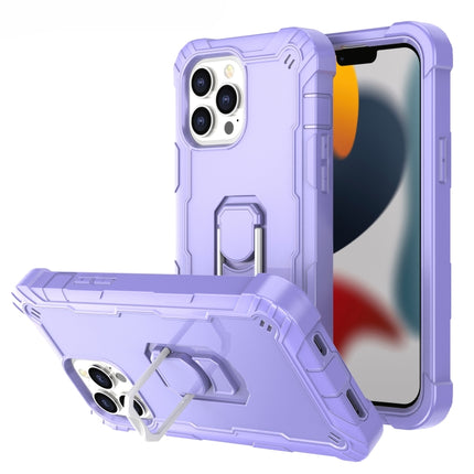 PC + Rubber 3-layers Shockproof Protective Case with Rotating Holder For iPhone 13 Pro Max(Purple)-garmade.com