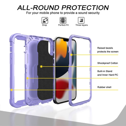 PC + Rubber 3-layers Shockproof Protective Case with Rotating Holder For iPhone 13 Pro Max(Purple)-garmade.com