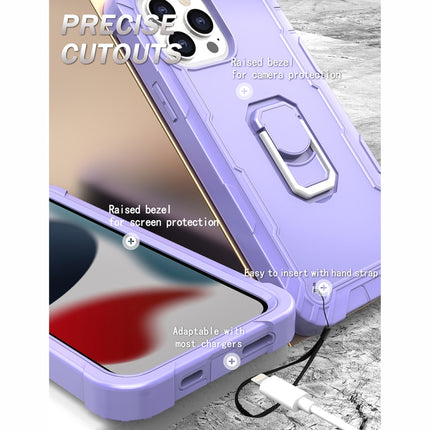 PC + Rubber 3-layers Shockproof Protective Case with Rotating Holder For iPhone 13 Pro Max(Purple)-garmade.com