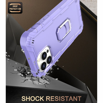 PC + Rubber 3-layers Shockproof Protective Case with Rotating Holder For iPhone 13 Pro Max(Purple)-garmade.com