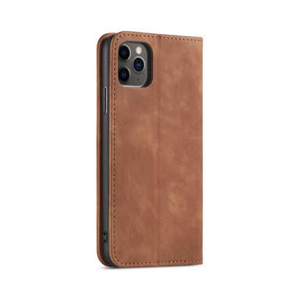 Skin-feel Calfskin Texture Magnetic Dual-Fold Horizontal Flip Leather Case with Holder & Card Slots & Wallet For iPhone 13 mini(Brown)-garmade.com