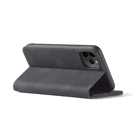 Skin-feel Calfskin Texture Magnetic Dual-Fold Horizontal Flip Leather Case with Holder & Card Slots & Wallet For iPhone 13(Black)-garmade.com