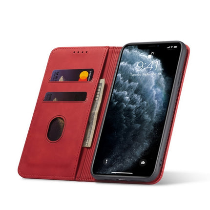 Skin-feel Calfskin Texture Magnetic Dual-Fold Horizontal Flip Leather Case with Holder & Card Slots & Wallet For iPhone 13 Pro(Red)-garmade.com