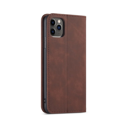 Skin-feel Calfskin Texture Magnetic Dual-Fold Horizontal Flip Leather Case with Holder & Card Slots & Wallet For iPhone 13 Pro Max(Coffee)-garmade.com