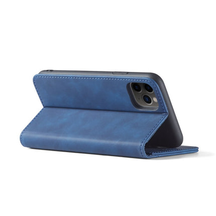 Skin-feel Calfskin Texture Magnetic Dual-Fold Horizontal Flip Leather Case with Holder & Card Slots & Wallet For iPhone 13 Pro Max(Blue)-garmade.com