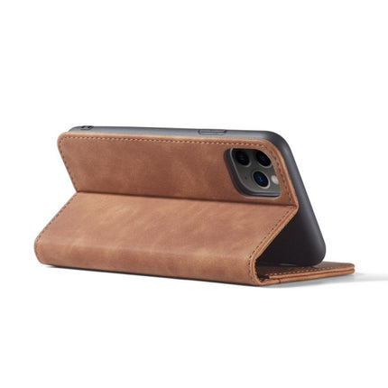 Skin-feel Calfskin Texture Magnetic Dual-Fold Horizontal Flip Leather Case with Holder & Card Slots & Wallet For iPhone 13 Pro Max(Brown)-garmade.com