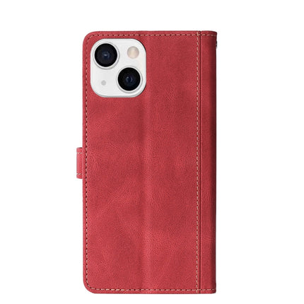 Stitching Skin Feel Magnetic Buckle Horizontal Flip PU Leather Case with Holder & Card Slots & Wallet For iPhone 13 mini(Red)-garmade.com