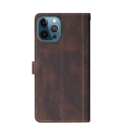 Stitching Skin Feel Magnetic Buckle Horizontal Flip PU Leather Case with Holder & Card Slots & Wallet For iPhone 13 Pro(Brown)-garmade.com