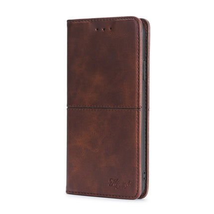 Cow Texture Magnetic Horizontal Flip Leather Case with Holder & Card Slots For iPhone 13 Pro(Dark Brown)-garmade.com