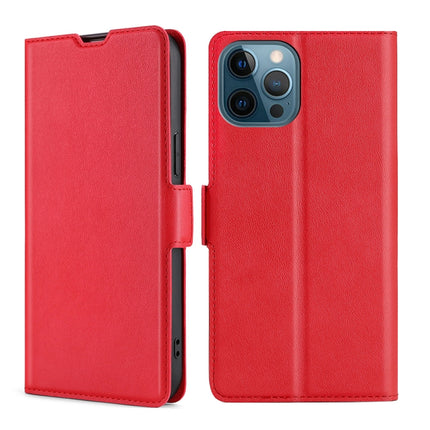 Ultra-thin Voltage Side Buckle PU + TPU Horizontal Flip Leather Case with Holder & Card Slot For iPhone 13 Pro(Red)-garmade.com