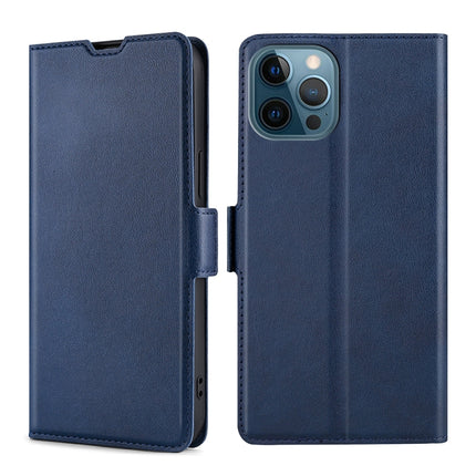 Ultra-thin Voltage Side Buckle PU + TPU Horizontal Flip Leather Case with Holder & Card Slot For iPhone 13 Pro(Blue)-garmade.com