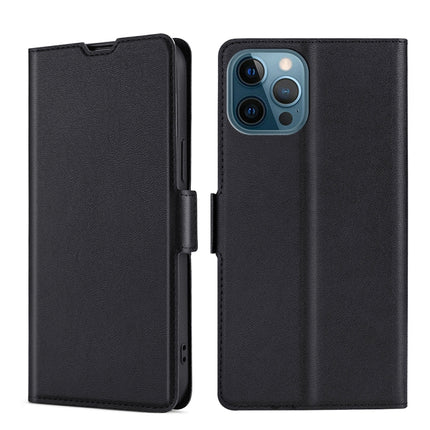 Ultra-thin Voltage Side Buckle PU + TPU Horizontal Flip Leather Case with Holder & Card Slot For iPhone 13 Pro Max(Black)-garmade.com
