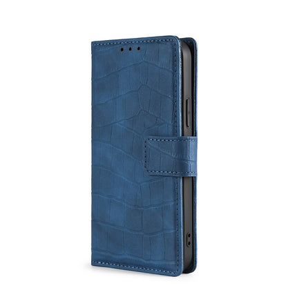 Skin Feel Crocodile Texture Magnetic Clasp Horizontal Flip PU Leather Case with Holder & Card Slots & Wallet For iPhone 13(Blue)-garmade.com