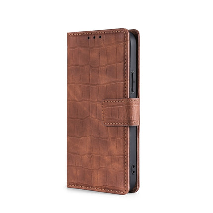 Skin Feel Crocodile Texture Magnetic Clasp Horizontal Flip PU Leather Case with Holder & Card Slots & Wallet For iPhone 13(Brown)-garmade.com