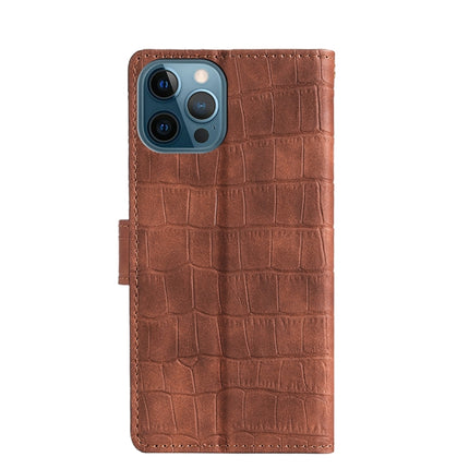 Skin Feel Crocodile Texture Magnetic Clasp Horizontal Flip PU Leather Case with Holder & Card Slots & Wallet For iPhone 13 Pro(Brown)-garmade.com