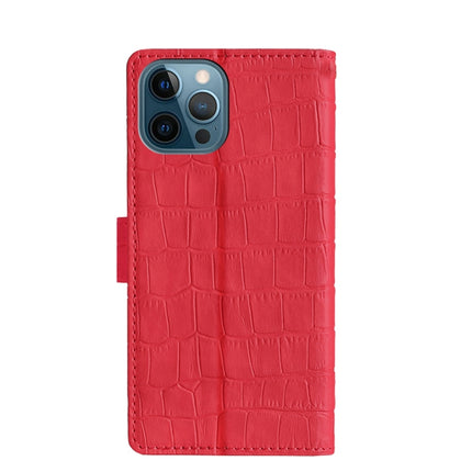 Skin Feel Crocodile Texture Magnetic Clasp Horizontal Flip PU Leather Case with Holder & Card Slots & Wallet For iPhone 13 Pro Max(Red)-garmade.com