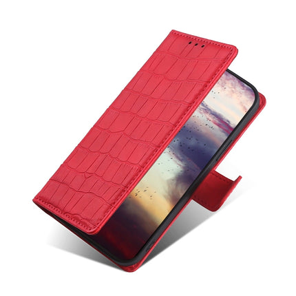 Skin Feel Crocodile Texture Magnetic Clasp Horizontal Flip PU Leather Case with Holder & Card Slots & Wallet For iPhone 13 Pro Max(Red)-garmade.com