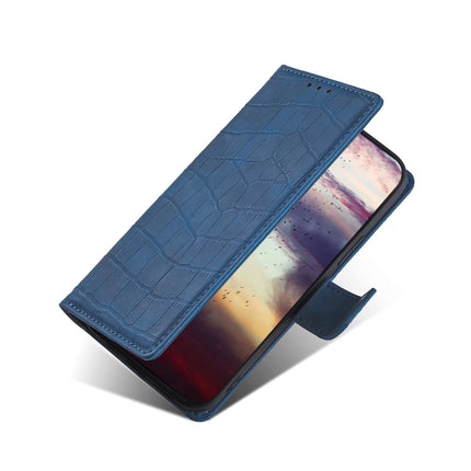Skin Feel Crocodile Texture Magnetic Clasp Horizontal Flip PU Leather Case with Holder & Card Slots & Wallet For iPhone 13 Pro Max(Blue)-garmade.com