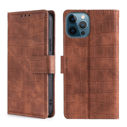 Skin Feel Crocodile Texture Magnetic Clasp Horizontal Flip PU Leather Case with Holder & Card Slots & Wallet For iPhone 13 Pro Max(Brown)-garmade.com