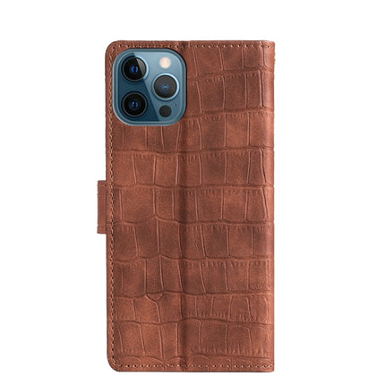 Skin Feel Crocodile Texture Magnetic Clasp Horizontal Flip PU Leather Case with Holder & Card Slots & Wallet For iPhone 13 Pro Max(Brown)-garmade.com