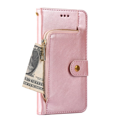 Zipper Bag PU + TPU Horizontal Flip Leather Case with Holder & Card Slot & Wallet & Lanyard For iPhone 13 Pro Max(Rose Gold)-garmade.com